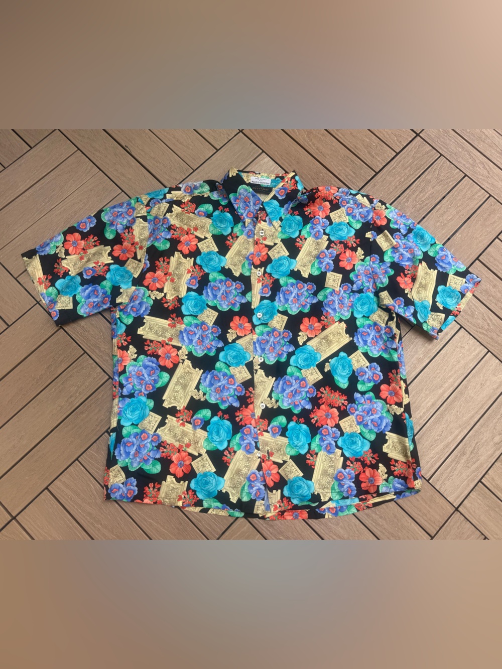 Vintage Leonard for Maus & Hoffman silk tropical short sleeve men shirt
